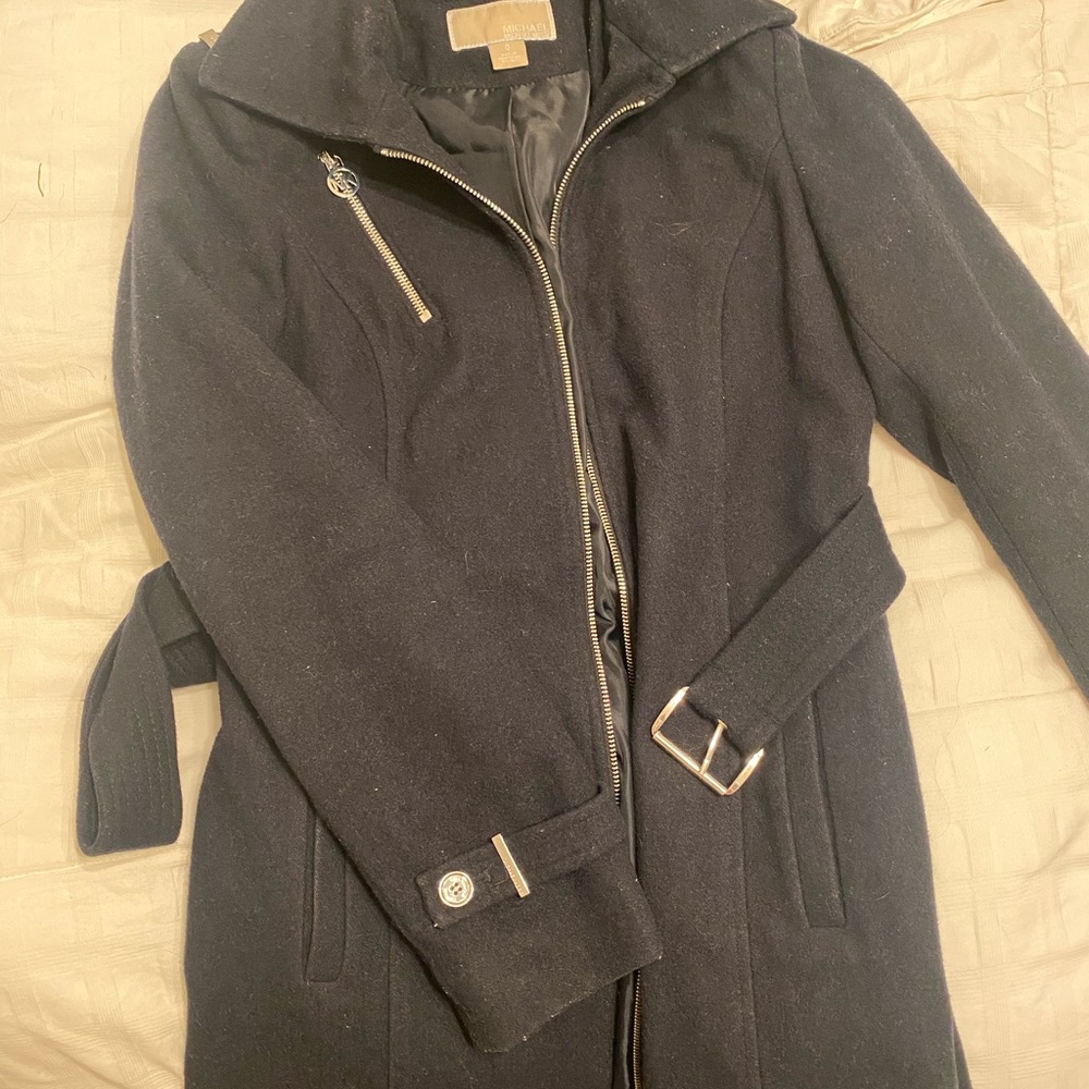 Michael Kors Elegant Black Trench Coat